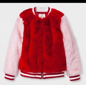Cat & Jack girl faux fur bomber jacket 12m